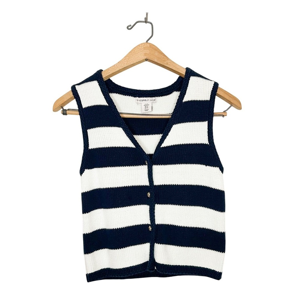 Sincerely Jules Striped Sleeveless Knit Sweater Vest XS
